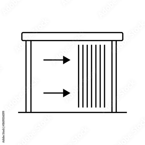 Automatic Sliding Door Line Icon set. Outline icon of an automatic sliding door with arrows, representing entrance, access, automation, security,