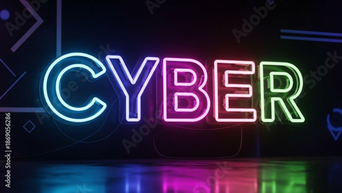 An illuminated red and blue neon open sign glows against a black background, providing a conceptual light illustration for a night bar or club business signage