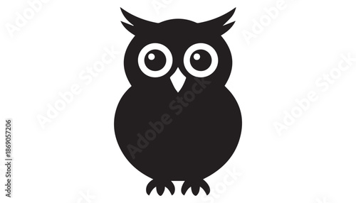black color owl of silhouette vector illustration, solid white background