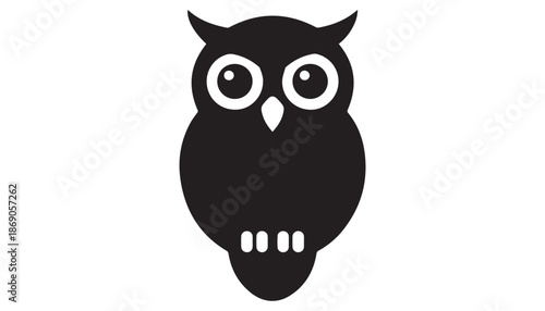 black color owl of silhouette vector illustration, solid white background