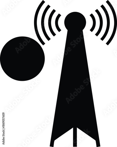 Communication tower broadcasting signal digital icon vector technology network vector
