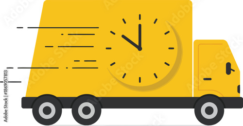 Fast delivery truck clock speed logistics service fast shipping express logistics vector