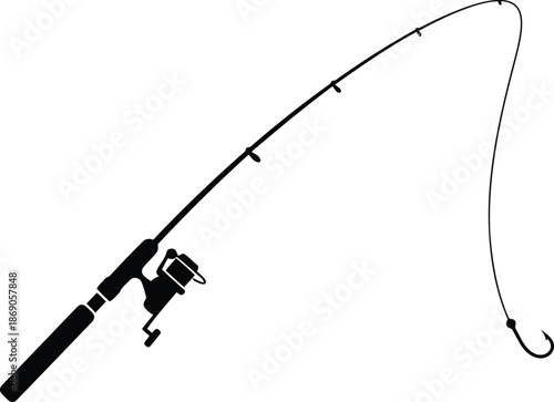 Angling hobby concept fishing rod reel line hook isolated vector