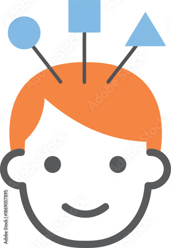Creative mind idea generation abstract shapes in head vector