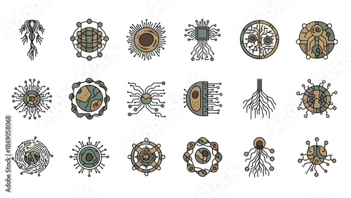 Collection of Various Virus Illustrations and Designs.