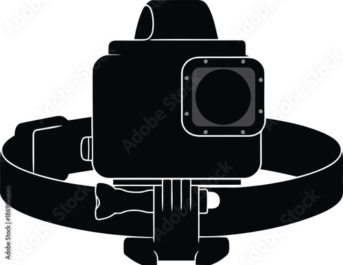 Action camera mount harness for extreme sports and adventure photography vector