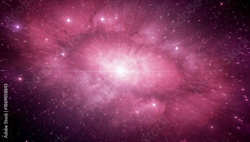 Radiant starburst with pink cosmic clouds in space