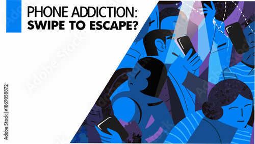 People lost in mobile phone addiction and digital distraction