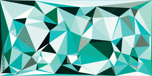 Abstract low poly geometric background in green and turquoise tones, modern design for technology and branding