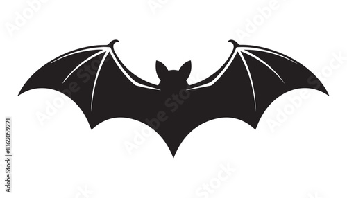 black color bat of silhouette vector illustration, solid white background