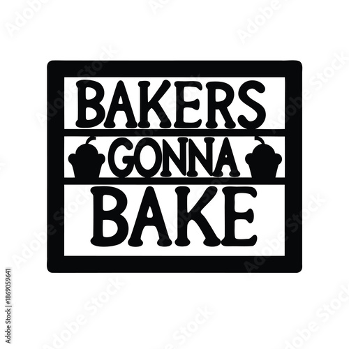 Bakers Gonna Bake Artistic Window Frame Design in Bold Black Silhouette