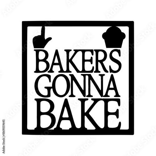 Bakers Gonna Bake Artistic Window Frame Design in Bold Black Silhouette