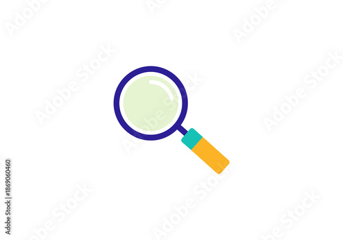 Up 35.epsMagnifying Glass Icon with Blue Frame and Yellow Handle, Search Tool.