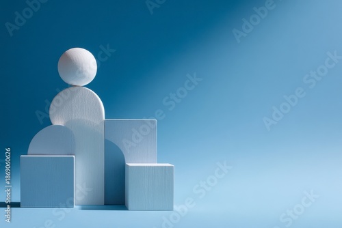 Abstract Composition with White Geometric Shapes