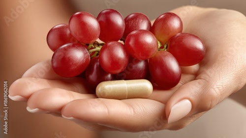 Grapes in hand person holding ripe fresh grapes showcasing harvest and nature s bounty