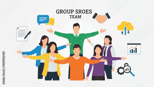 Diverse group of people working together as a team.