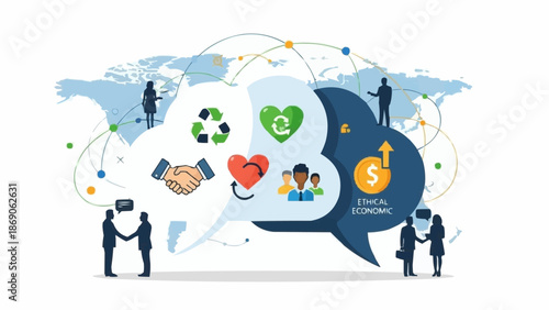 Global business collaboration and social responsibility concepts.