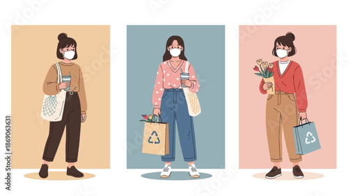 This soft flat illustration features a young woman.