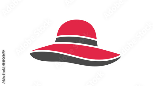 Vibrant pink sun hat with black and white trim