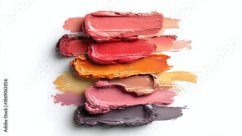 Colorful lipstick swatches arranged to showcase different shades and hues