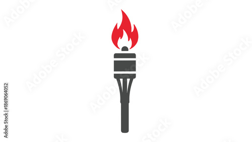 A black torch icon with red flame