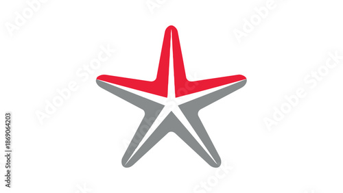 Red and gray star shape with sharp points
