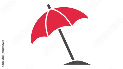 Red beach umbrella icon