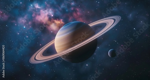 A stunning image of a planet with rings in a starry galaxy