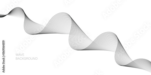 abstract creative black white blend wave line design for card, poster, background.