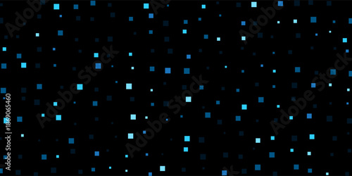 Abstract blue pixelated squares confetti on transparent backdrop png with futuristic feel