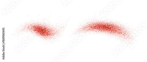 Red pepper powder splashes. Flying seasoning particles burst. Paprika dust sand and dirt textured piles. Saffron and pink pepper flakes scattered on surface. Dried spicy explosion. Vector illustration