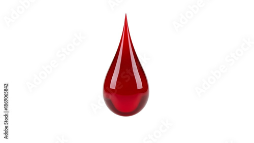 Red colored blood drop in a transparent background 