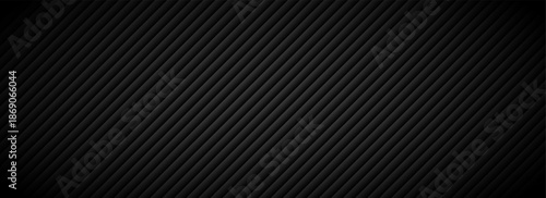Black technical striped background. Abstract diagonal line pattern texture. Tech carbon stripe design wallpaper. Vector geometric insulation wall concept. Dark slanted linear cover backdrop.
