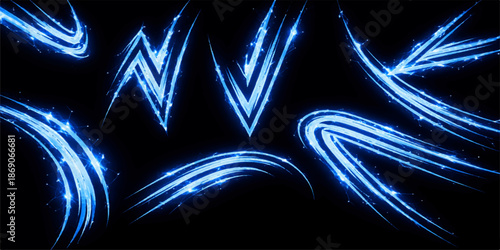 An abstract vector illustration featuring glowing light waves and colorful motion lines creates a bright energy pattern against a dark space backdrop for a modern technology design