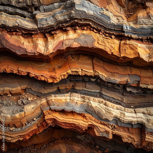 Detailed Close-Up of Colorful Layered Rock Formations in Natures Embrace.