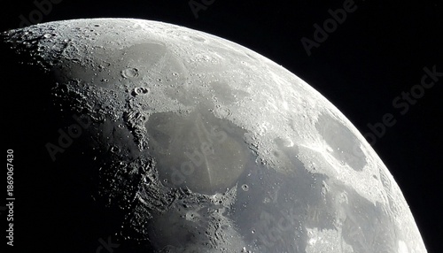 Detailed Close-Up of the Moons Surface Revealing Craters and Textures in Space.