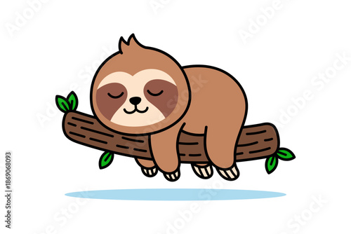 Sloth Sleeping Cartoon Illustration