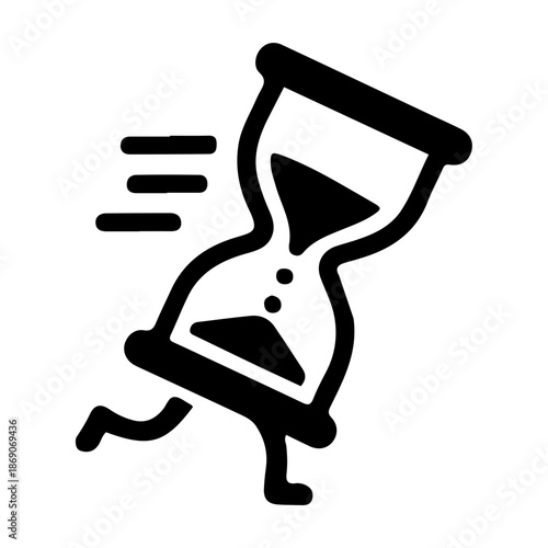 Solid glyph icon of a running hourglass
