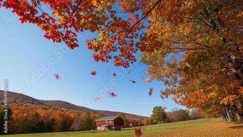 Wallpaper Mural Scenic Countryside Landscape with Colorful Fall Trees and Farm. Torontodigital.ca