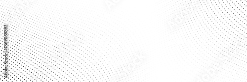 Grunge halftone gradient background. Faded grit noise texture. White and black sand wallpaper. Retro pixelated backdrop. Anime or manga style comic overlay. Vector graphic design textured template