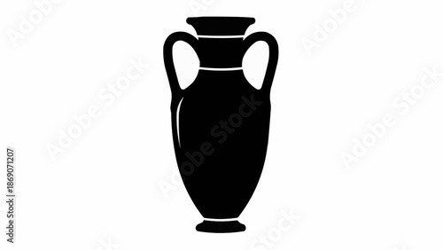 Ancient Greek Amphora Silhouette Icon Vector Art.