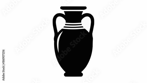 Ancient Greek Amphora Silhouette Icon.