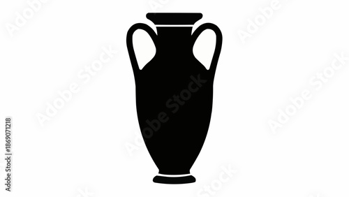 Ancient Greek Amphora Silhouette Isolated on White Background.