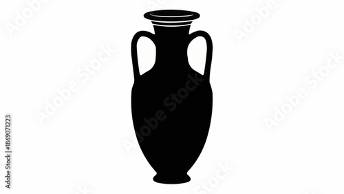 Ancient Greek Amphora Silhouette Isolated on White Background.