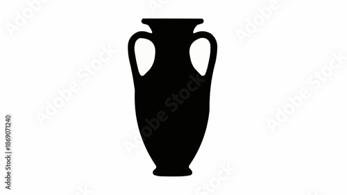 Ancient Greek Amphora Silhouette Isolated on White Background.