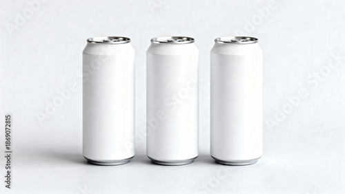 White three large tall beer or soda aluminum can mockup.
