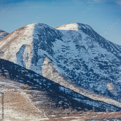 mountain landscape with snow covered mountains