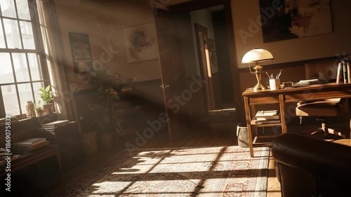 Wallpaper Mural Sunlit Interior Scene - A Cozy Room with Window Light and Furniture. Torontodigital.ca