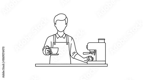 Professional barista skillfully preparing fresh coffee using an espresso machine in a modern cafe setting, ready to serve a delicious hot beverage with expertise and care
