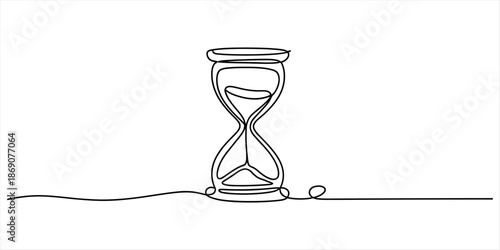 Single line drawing hourglass minimalist art design on isolated white background Vector, illustration